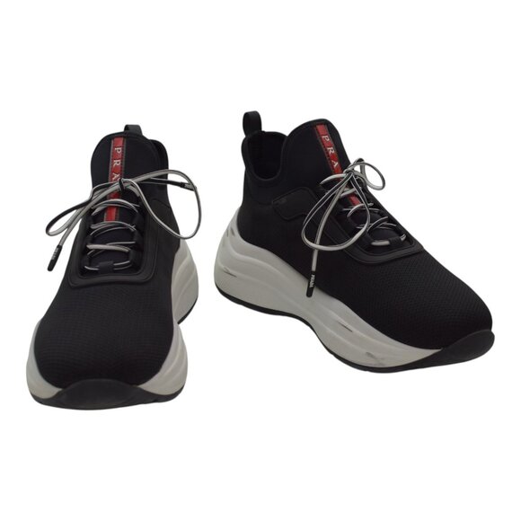Prada Bi-Coloured Neoprene Chunky Sneakers Mesh America's Cup 45mm Black White 3 - Picture 1 of 16